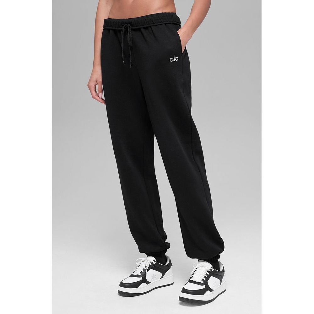 Alo Yoga Accolade Sweatpant Black French Terry Unisex Relaxed Joggers XS